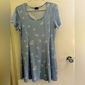Blue & White Striped Floral Dress